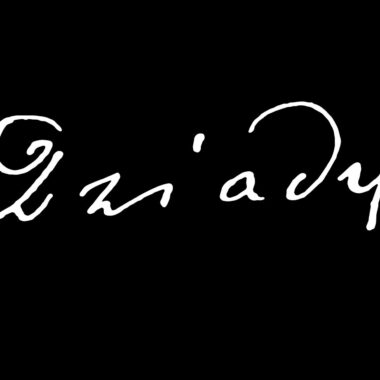 Grafika. na czarnym tle napis: "Dziady" napisany na biało ręcznym, swobodnym pismem.